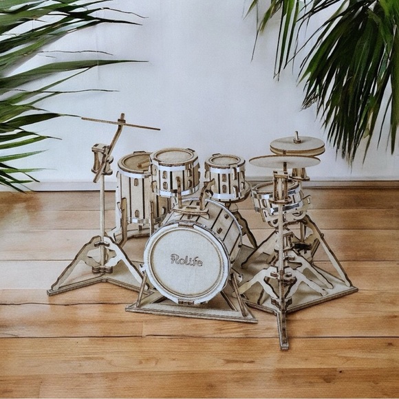 Rolife Drum Kit TG409 3D Wooden Puzzle – 246 PCS – DIY Music Room Model Kit - Picture 3 of 8